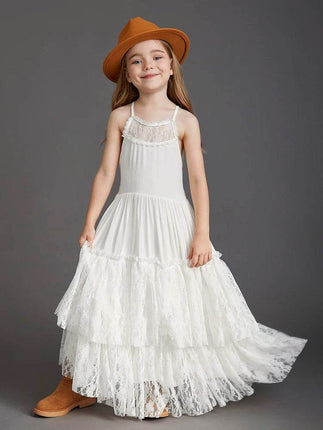 Girls Lace Flower Wedding Princess Dress - Mad Fly Essentials