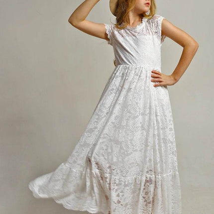 Girls Lace Flower Wedding Princess Dress - Princess Dress - Bibihou - Mad Fly Essentials
