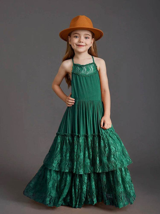 Girls Lace Flower Wedding Princess Dress - Princess Dress - Bibihou - Mad Fly Essentials