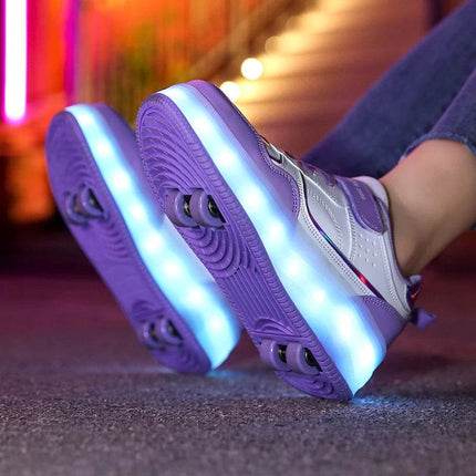 Girls USB - Charging Skate Luminous Kids LED Shoes - Kids LED Shoes - CAPSELLA KIDS - Mad Fly Essentials