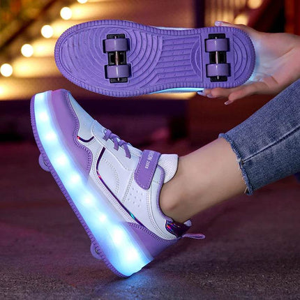Girls USB - Charging Skate Luminous Kids LED Shoes - Kids LED Shoes - CAPSELLA KIDS - Mad Fly Essentials