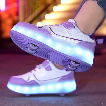 Girls USB - Charging Skate Luminous Kids LED Shoes - Kids LED Shoes - CAPSELLA KIDS - Mad Fly Essentials