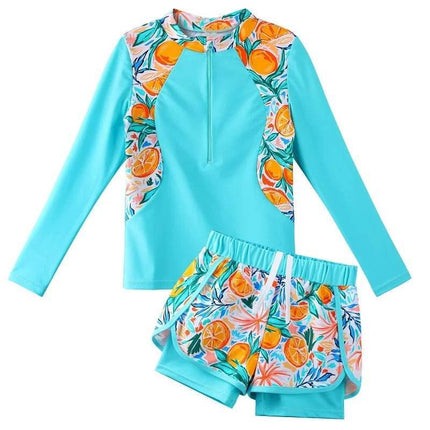 Girls Long UV50+ Rainbow Tankini Swimwear Set - Swimwear Set - DXTON - Mad Fly Essentials