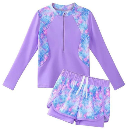 Girls Long UV50+ Rainbow Tankini Swimwear Set - Swimwear Set - DXTON - Mad Fly Essentials