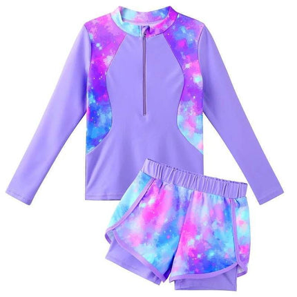 Girls Long UV50+ Rainbow Tankini Swimwear Set - Swimwear Set - DXTON - Mad Fly Essentials