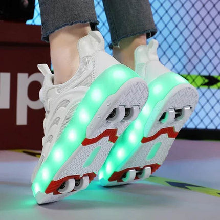 Girls Pink USB Skater 4W Sneakers Kids LED Shoes - Kids LED Shoes - DF.ECHO - Mad Fly Essentials