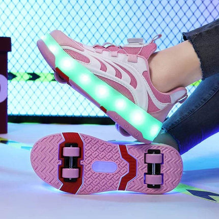 Girls Pink USB Skater 4W Sneakers Kids LED Shoes - Kids LED Shoes - DF.ECHO - Mad Fly Essentials