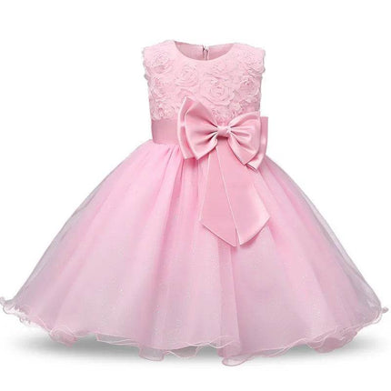 Girls Solid Bow Elegant Party Princess Dress - Princess Dress - NNJXD - Mad Fly Essentials