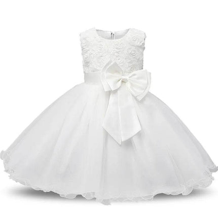Girls Solid Bow Elegant Party Princess Dress - Princess Dress - NNJXD - Mad Fly Essentials