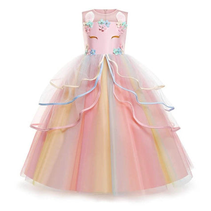Girls Unicorn Long Rainbow Princess Dress - Princess Dress - Superstar Kids - Mad Fly Essentials