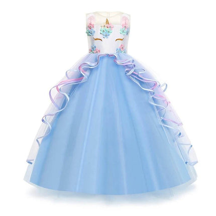 Girls Unicorn Long Rainbow Princess Dress - Princess Dress - Superstar Kids - Mad Fly Essentials