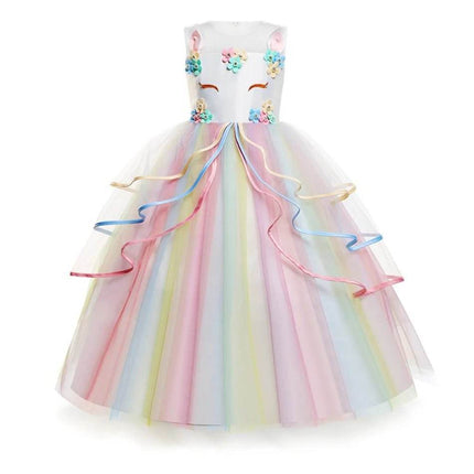 Girls Unicorn Long Rainbow Princess Dress - Princess Dress - Superstar Kids - Mad Fly Essentials
