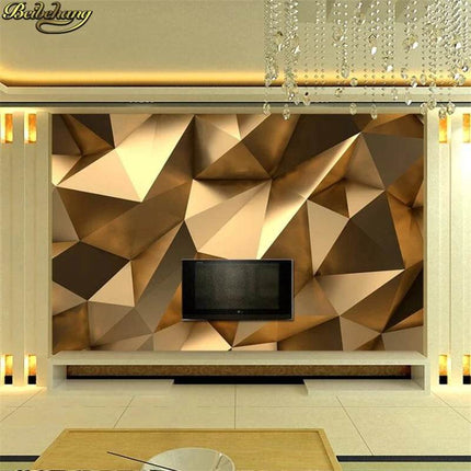 Golden Polygon 3D Mural Wallpaper - Wallpaper - JD Home Decor - Mad Fly Essentials