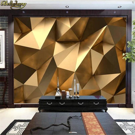 Golden Polygon 3D Mural Wallpaper - Mad Fly Essentials