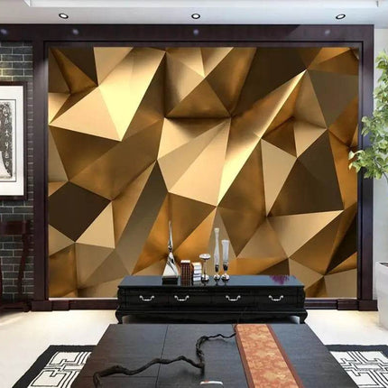 Golden Polygon 3D Mural Wallpaper - Wallpaper - JD Home Decor - Mad Fly Essentials