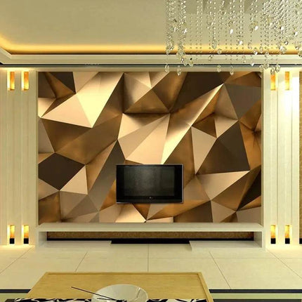 Golden Polygon 3D Mural Wallpaper - Wallpaper - JD Home Decor - Mad Fly Essentials