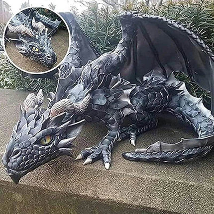 Gothic Medieval Squatting Dragon Sculpture Garden Decor - Garden Decor - Medieval Decor - Mad Fly Essentials