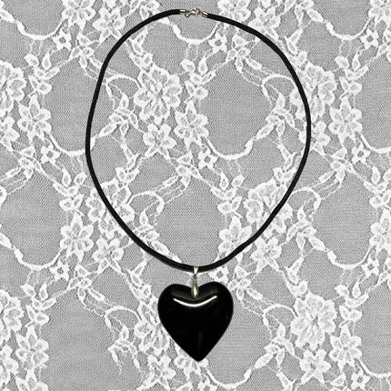 Gothic Wine Red Glass Crystal Punk Heart Necklace - Necklace - CCBYX - Mad Fly Essentials