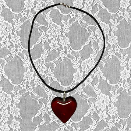 Gothic Wine Red Glass Crystal Punk Heart Necklace - Necklace - CCBYX - Mad Fly Essentials