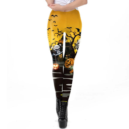 Gothic Women Bottoms Apparel Homewear Plus Activewear Halloween Skull 3D Fitness Leggings - Fitness Leggings - IAMSURE - Mad Fly Essentials