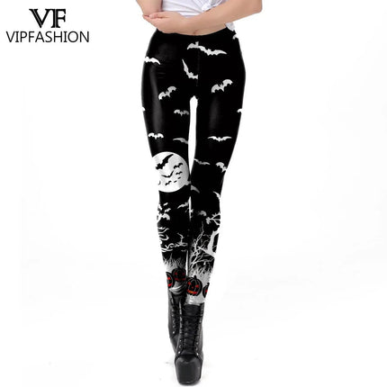 Gothic Women Bottoms Apparel Homewear Plus Activewear Halloween Skull 3D Fitness Leggings - Fitness Leggings - IAMSURE - Mad Fly Essentials
