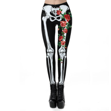 Gothic Women Bottoms Apparel Homewear Plus Activewear Halloween Skull 3D Fitness Leggings - Fitness Leggings - IAMSURE - Mad Fly Essentials