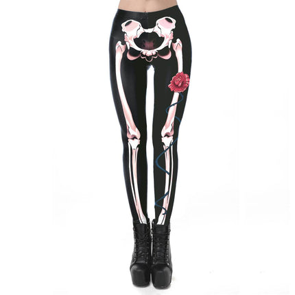 Gothic Women Bottoms Apparel Homewear Plus Activewear Halloween Skull 3D Fitness Leggings - Fitness Leggings - IAMSURE - Mad Fly Essentials
