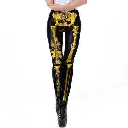 Gothic Women Bottoms Apparel Homewear Plus Activewear Halloween Skull 3D Fitness Leggings - Fitness Leggings - IAMSURE - Mad Fly Essentials