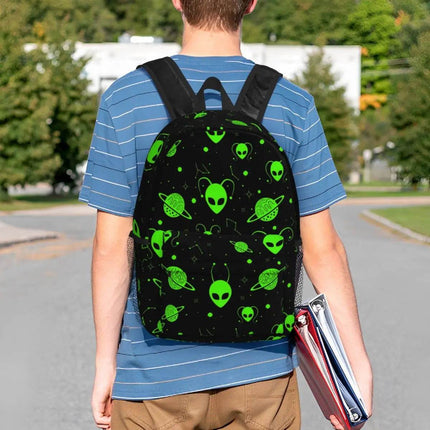 Green Alien Universe Wondrous Laptop Backpack - Backpack - Alien Style - Mad Fly Essentials