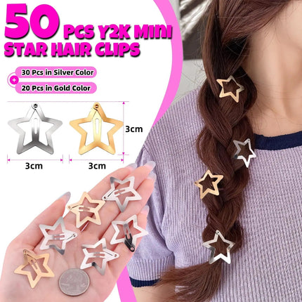 Hair Accessories Girl Gold Silver Star Y2K Hair Clips - Hair Accessories - kemei - Mad Fly Essentials