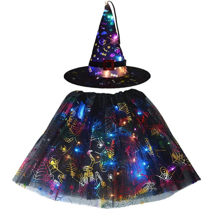 Kids Baby Girl Halloween LED Witch Hat Spider Costume Dress - Costume Dress - Fashicon - Mad Fly Essentials