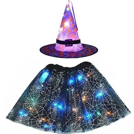 Kids Baby Girl Halloween LED Witch Hat Spider Costume Dress - Costume Dress - Fashicon - Mad Fly Essentials
