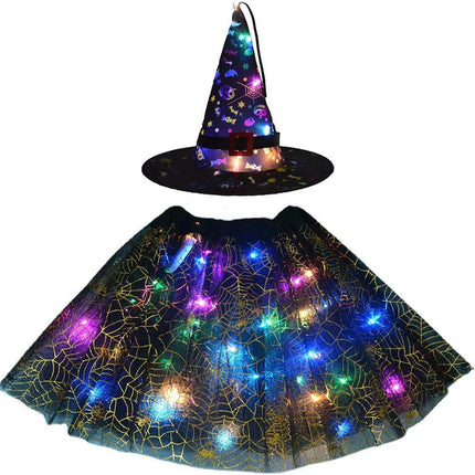 Kids Baby Girl Halloween LED Witch Hat Spider Costume Dress - Costume Dress - Fashicon - Mad Fly Essentials