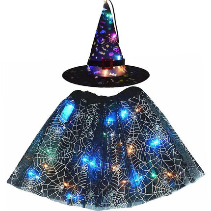 Kids Baby Girl Halloween LED Witch Hat Spider Costume Dress - Costume Dress - Fashicon - Mad Fly Essentials