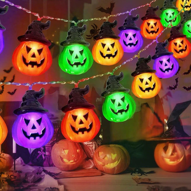 Halloween Decor LED Pumpkin Black Hat String Lights - Halloween Decor - TouCloud - Mad Fly Essentials