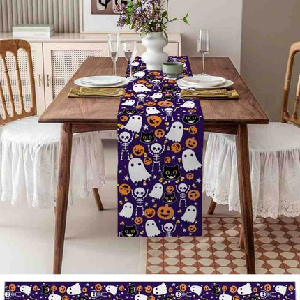 Halloween Pumpkin Ghost Skull Cat Linen Table Runner - Table Runner - Design Shop - Mad Fly Essentials