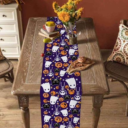 Halloween Pumpkin Ghost Skull Cat Linen Table Runner - Table Runner - Design Shop - Mad Fly Essentials