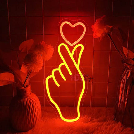 Hand Heart Gesture Neon Sign LED Night Light - LED Night Light - Warm like home - Mad Fly Essentials