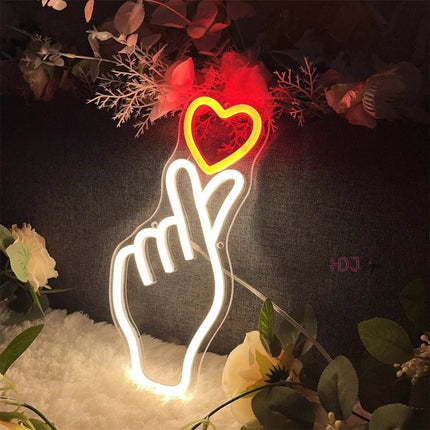 Hand Heart Gesture Neon Sign LED Night Light - LED Night Light - Warm like home - Mad Fly Essentials