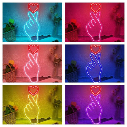Hand Heart Gesture Neon Sign LED Night Light - LED Night Light - Warm like home - Mad Fly Essentials