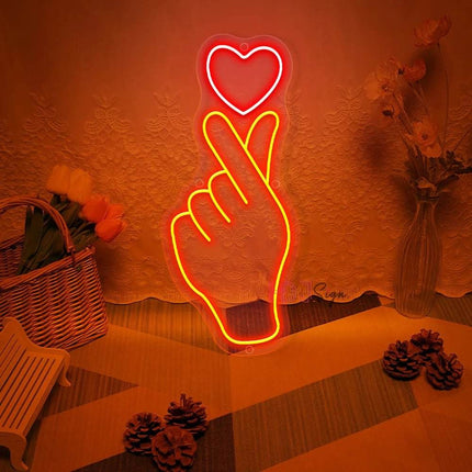 Hand Heart Gesture Neon Sign LED Night Light - LED Night Light - Warm like home - Mad Fly Essentials