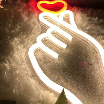 Hand Heart Gesture Neon Sign LED Night Light - LED Night Light - Warm like home - Mad Fly Essentials