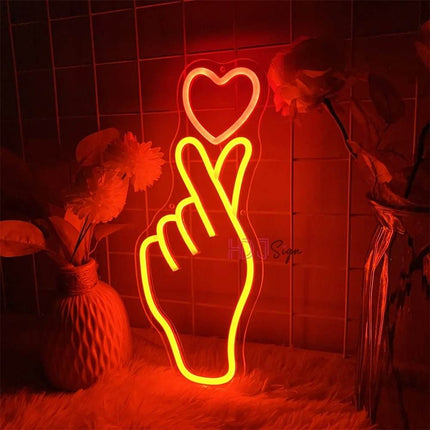 Hand Heart Gesture Neon Sign LED Night Light - LED Night Light - Warm like home - Mad Fly Essentials