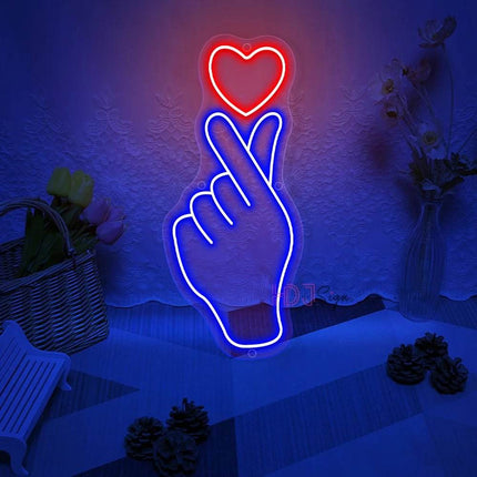 Hand Heart Gesture Neon Sign LED Night Light - LED Night Light - Warm like home - Mad Fly Essentials