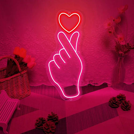 Hand Heart Gesture Neon Sign LED Night Light - LED Night Light - Warm like home - Mad Fly Essentials