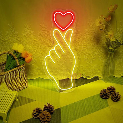 Hand Heart Gesture Neon Sign LED Night Light - LED Night Light - Warm like home - Mad Fly Essentials