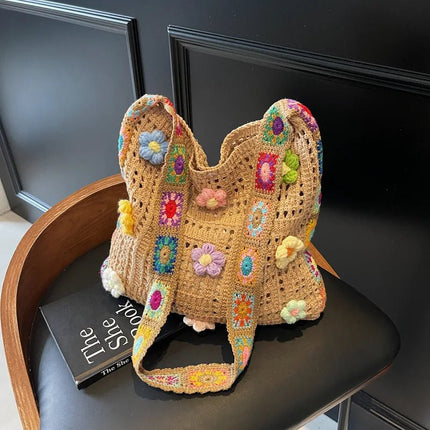 Handbag Women Boho Crochet Floral Beach Bags - Handbag - Crochet Bikini - Mad Fly Essentials