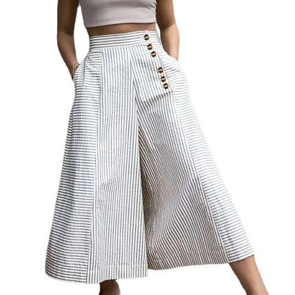 Harem Pants Women Casual Striped High Waist Flare Business Attire - Harem Pants - Chicology - Mad Fly Essentials