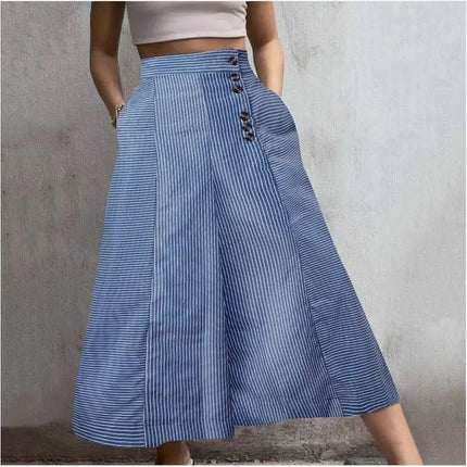 Harem Pants Women Casual Striped High Waist Flare Business Attire - Harem Pants - Chicology - Mad Fly Essentials