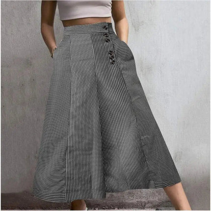 Harem Pants Women Casual Striped High Waist Flare Business Attire - Harem Pants - Chicology - Mad Fly Essentials